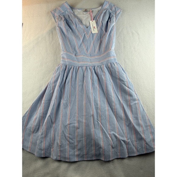 Vineyard Vines Dresses & Skirts - Vineyard Vines Women's Stripe Seersucker Tie Dress Bimini Blue Size 14 NWT